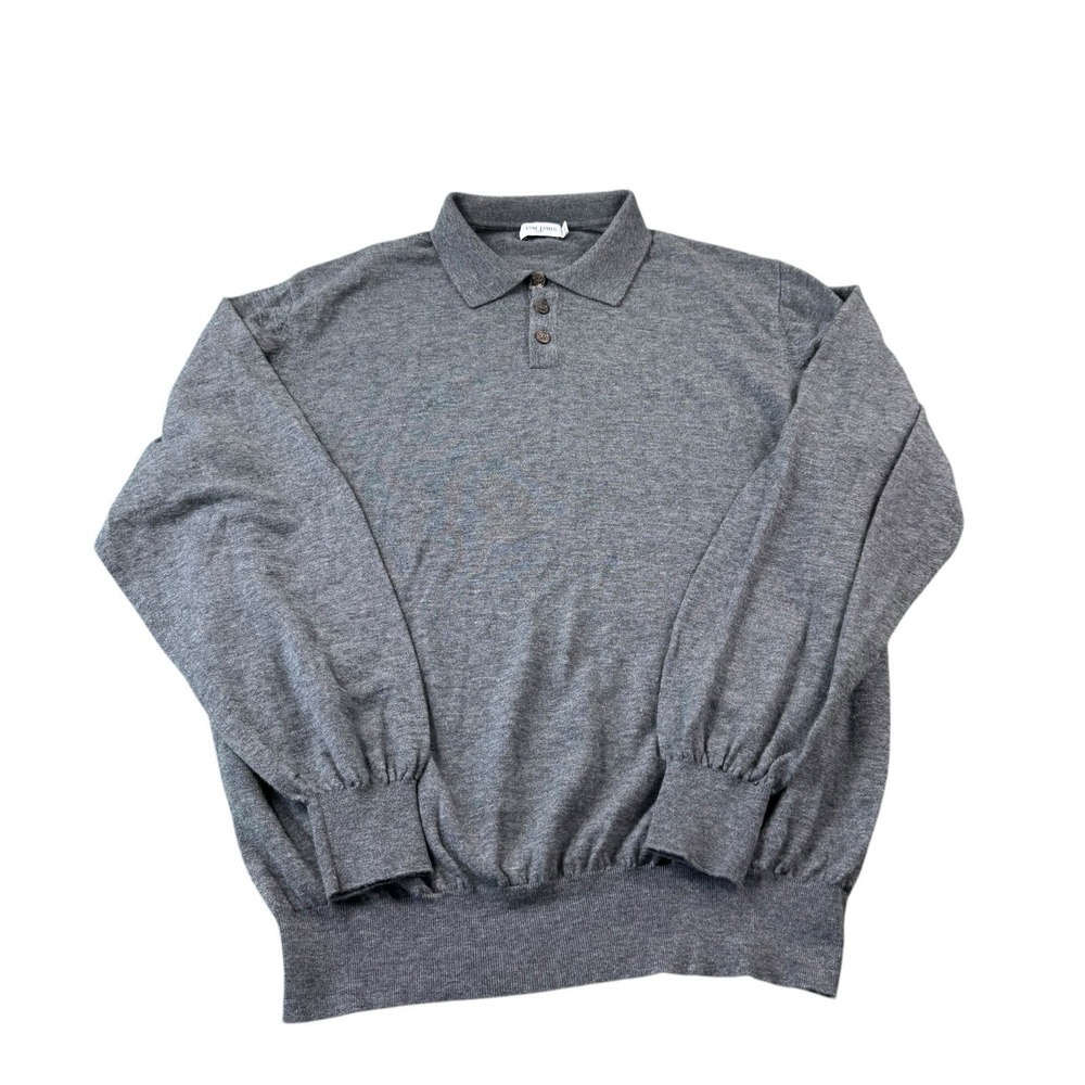 Tom James Merino Wool L/S Men's‎ Jumper Polo Shirt Size XL Mint